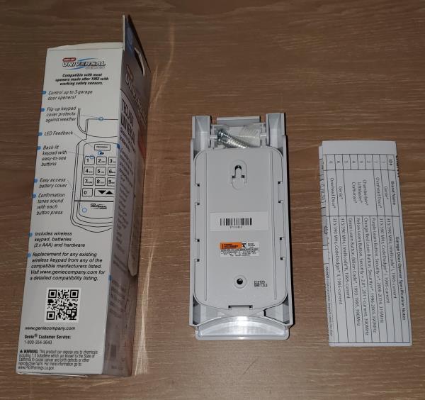 Universal Wireless Keypad - Exterior Control for All Brands of Garage Door Openers