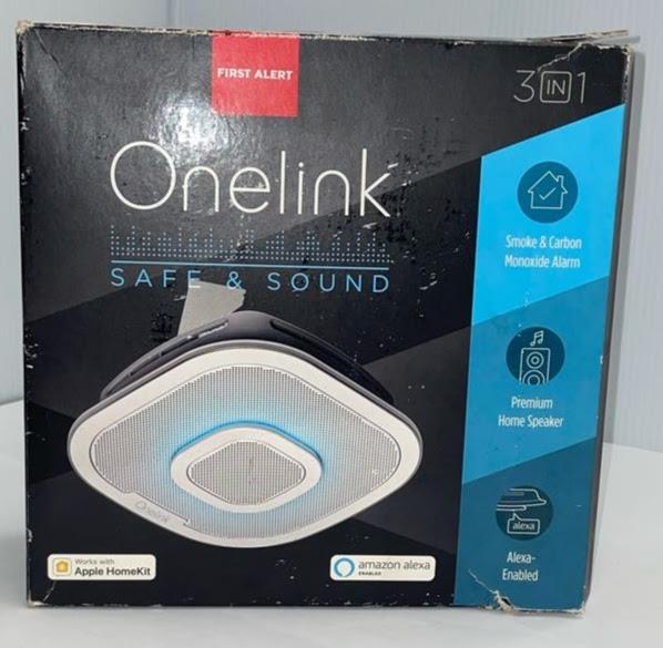 First Alert Smart Assistant Enabled Smoke Detector and Carbon Monoxide Detector Alarm with Premium Home Speaker   Onelink Safe & Sound by First Alert