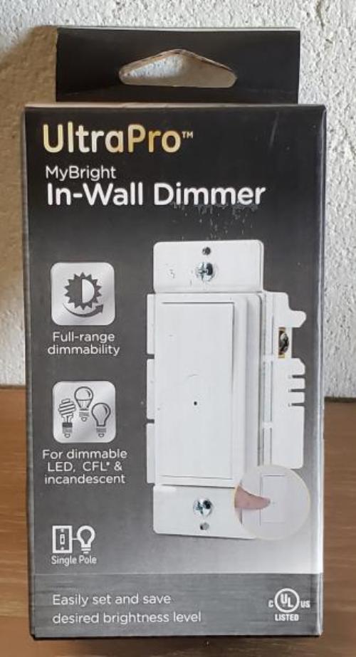 UltraPro MyBright Dimmer with Rocker Switch  Single-Pole  White  49445