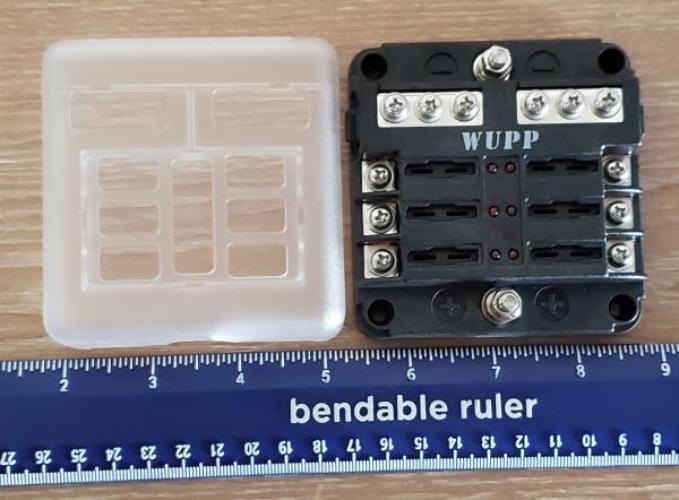 WUPP 12 Volt Fuse Block, Waterproof Boat Fuse Panel with LED Warning Indicator Damp-Proof Cover, 6 Circuits with Negative Bus Fuse Box for Car Marine RV Truck DC 12-24V