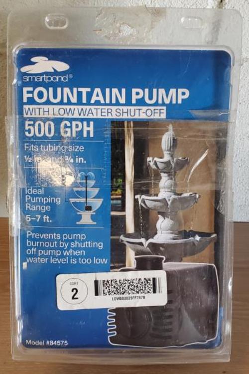 SmartPond Fountain Pump 300-500 GPH Water Adjustable Flow Large Fountain
