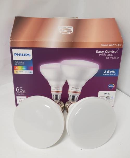 Philips 7.2W Smart WIFI LED BR30 Light Bulbs - Full Color (WiZ Lighting App Compatible) 65W Replacement Using Only 7.2 Watts