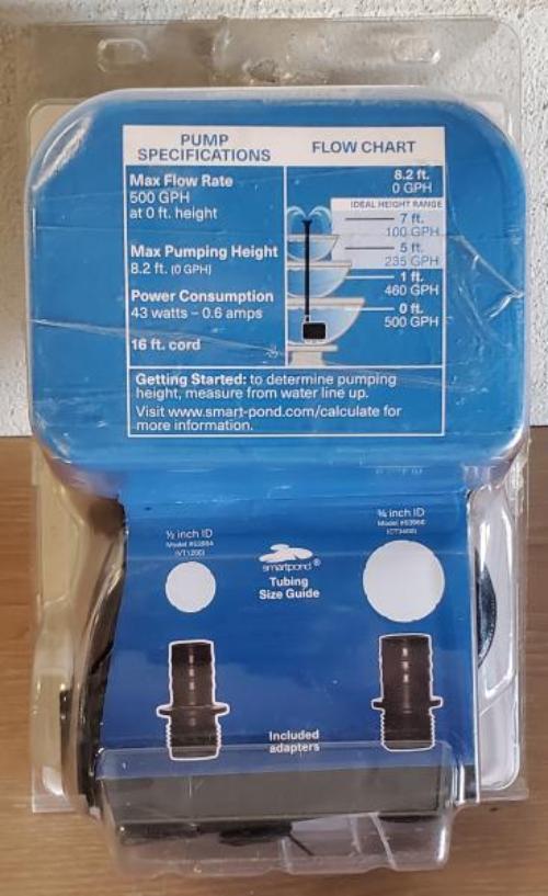 SmartPond Fountain Pump 300-500 GPH Water Adjustable Flow Large Fountain