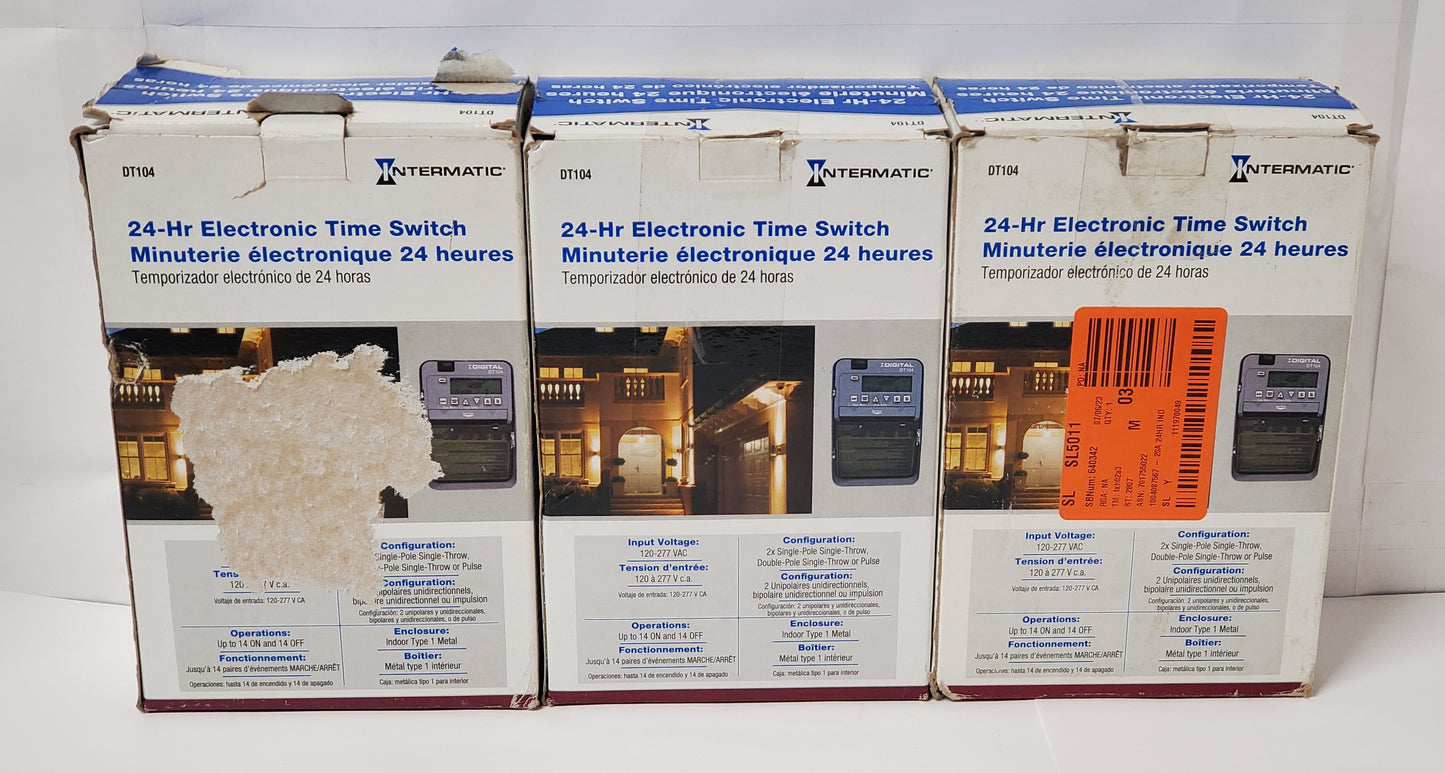 DT Series 2-Circuit 20 Amp 24 Hour Indoor Surface Mount Timer with Battery Backup, Gray