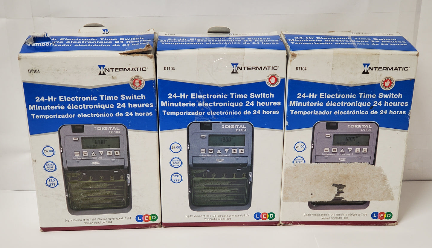 DT Series 2-Circuit 20 Amp 24 Hour Indoor Surface Mount Timer with Battery Backup, Gray