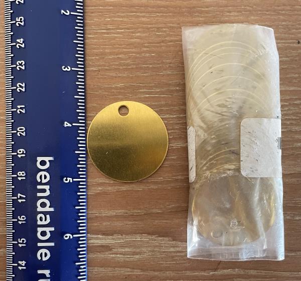 Brass Tags - 1-1/2 inch Circle - .020 - Pk/25