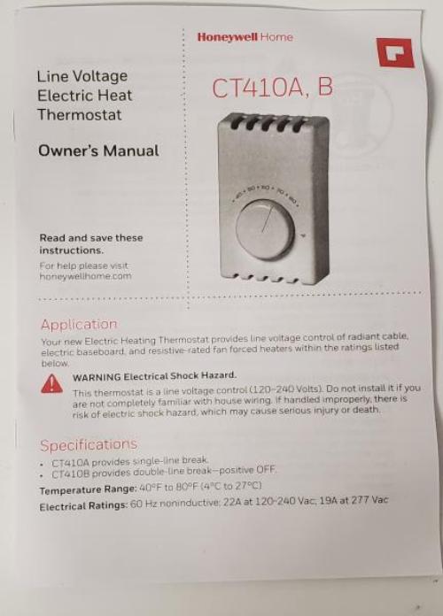 Honeywell Heating Dial Baseboard Thermostat