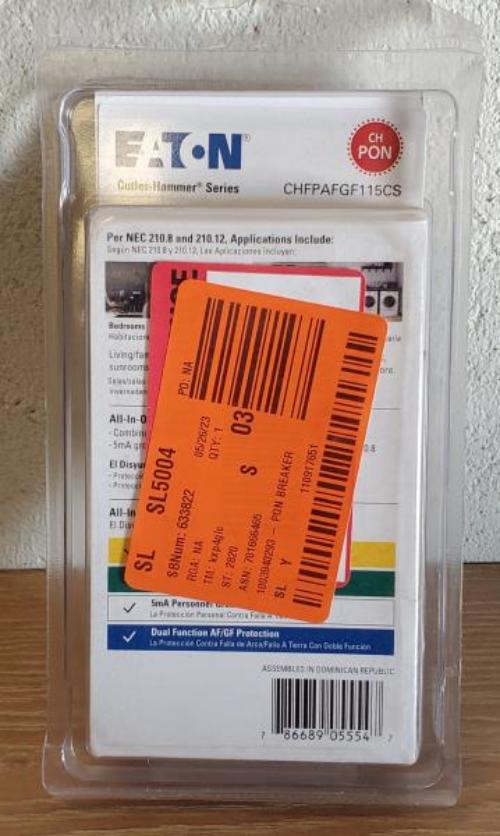 Eaton CH 15 Amp 1-Pole Dual Function (Arc Fault/Ground Fault) Plug-on Neutral Circuit Breaker