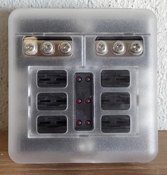 WUPP 12 Volt Fuse Block, Waterproof Boat Fuse Panel with LED Warning Indicator Damp-Proof Cover, 6 Circuits with Negative Bus Fuse Box for Car Marine RV Truck DC 12-24V