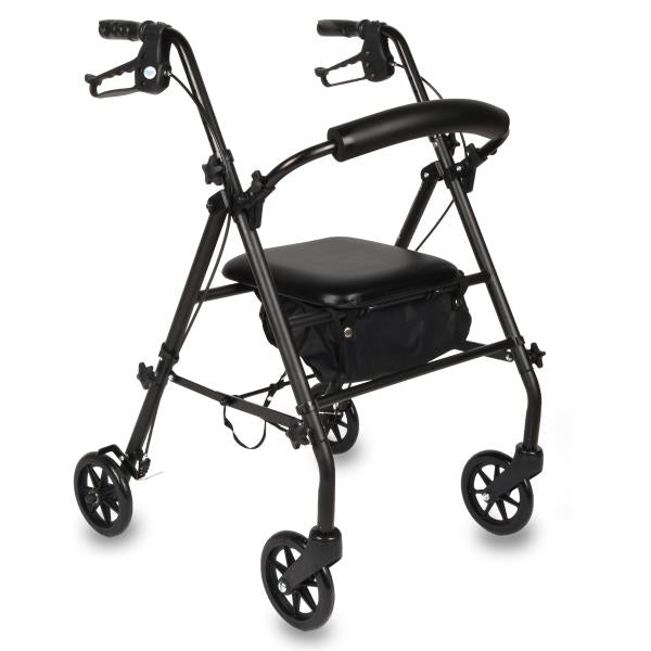 Equate Rolling Walker for Seniors  Rollator Walker with Seat and Wheels  Black