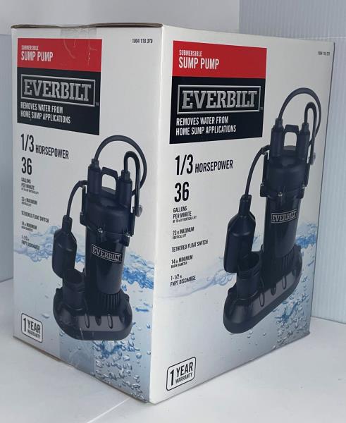 1/3 HP Submersible Aluminum Sump Pump with Tethered Switch