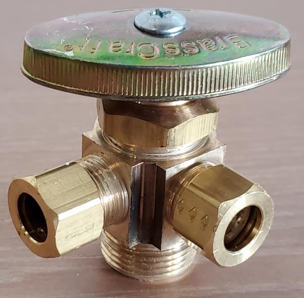 1/2 in. Nominal Compression Inlet X 3/8 in. O.D. Compression X 3/8 in. O.D. Compression Dual Outlet Multi-Turn Valve