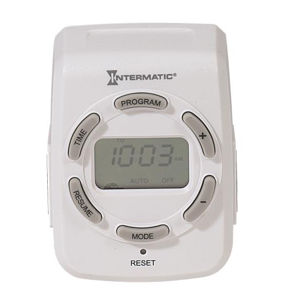 15 Amp 7-Day Indoor Plug-in Heavy-Duty Digital Timer with Two 3-Prong Plugs, White