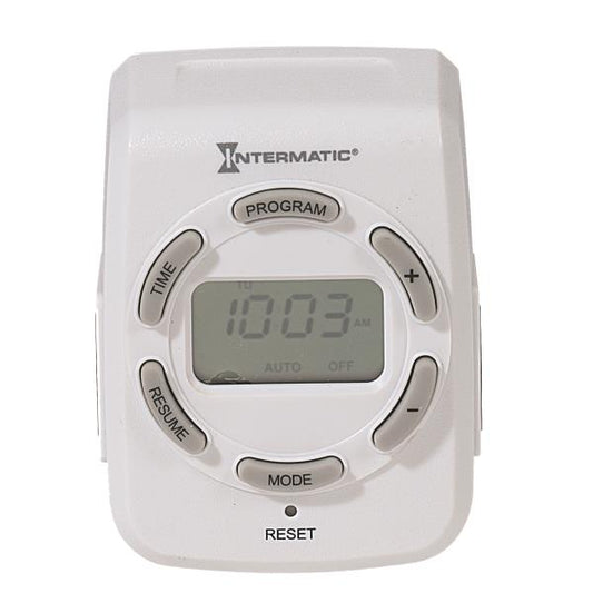15 Amp 7-Day Indoor Plug-in Heavy-Duty Digital Timer with Two 3-Prong Plugs, White