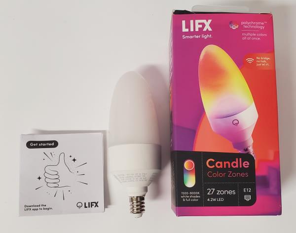 25-Watt Equivalent B10 Smart RGB Wi-Fi E12 Candelabra LED Light Bulb, Works W/Alexa/Hey Google/HomeKit/Siri, Multi-Color