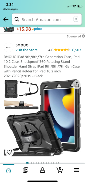 BMOUO iPAD 9th/ 8th/ 7th/ Generation Case, iPad 10.2 Case, Shockproof 360 Rotating Stand Shoulder Hand Strap iPad 9th/ 8th/ 7th/ Gen Case with Pencil Hodler for iPad 10.2 inch 2021/2021/2019- BLACK