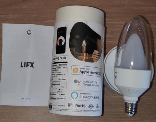 40-Watt Equivalent B10 E12 Smart Wi-Fi LED Light Bulb, Works with Alexa/Hey Google/HomeKit/Siri, Tunable White 1-Pack