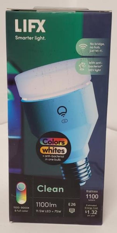 75-Watt Equivalent A19 Clean RGB Multi-Color Smart Wi-Fi LED Light Bulb, Works with Alexa/Hey Google/HomeKit/Siri 1-Pack