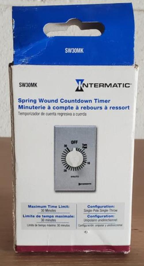 20 Amp 30-Minute Indoor in-Wall Spring Wound Timer, Gray