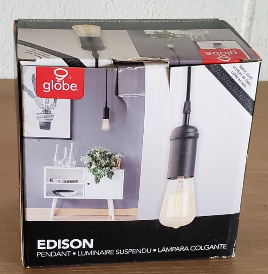 Globe Electric Edison 1-Light Matte Black Pendant  64906