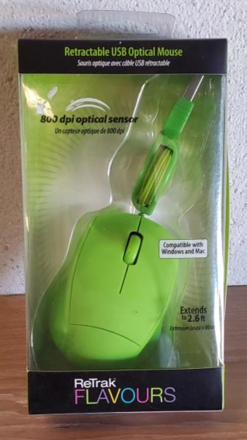 Retrak Flavours Green Retractable Optical Mouse