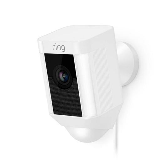 Ring Spotlight WiFi Indoor/Outdoor Cam, Wired (Plug-in), White (8SH1P7-WEN0)