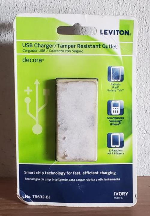 3.6A USB Dual Type a in-Wall Charger with 15 Amp Tamper-Resistant Outlets, Ivory