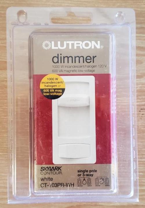 Skylark Contour Dimmer Switch with Preset for Incandescent Bulbs, 1000-Watt/Single-Pole or 3-Way, White (CT-103PR-WH)