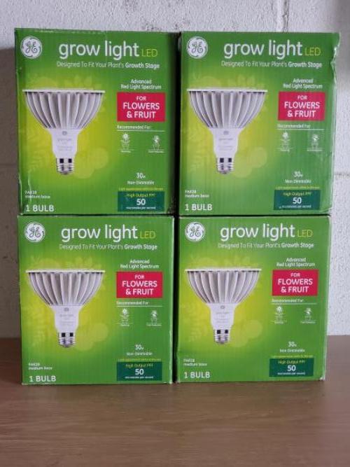 GE Grow LED Light Bulbs for Fruits and Flowers  PAR38 Outdoor Floodlight  30 Watts  Medium Base